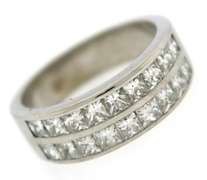 Strong Princess Cut Double Row Diamond Channel Set Band