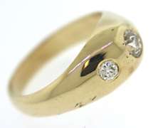 Fabulous 14kt YG 3-Stone Euro Cut Diamond Dome Ring