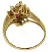 Beautiful 14kt YG Ruby Diamond Cluster Ring