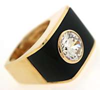 Bold CZ Black Enamel Band Ring