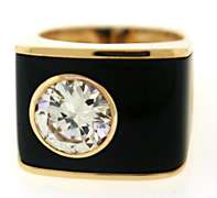 Bold CZ Black Enamel Band Ring