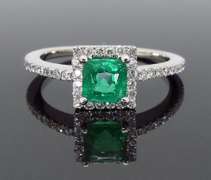 Emerald and Diamond Halo Ring