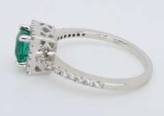 Emerald and Diamond Halo Ring