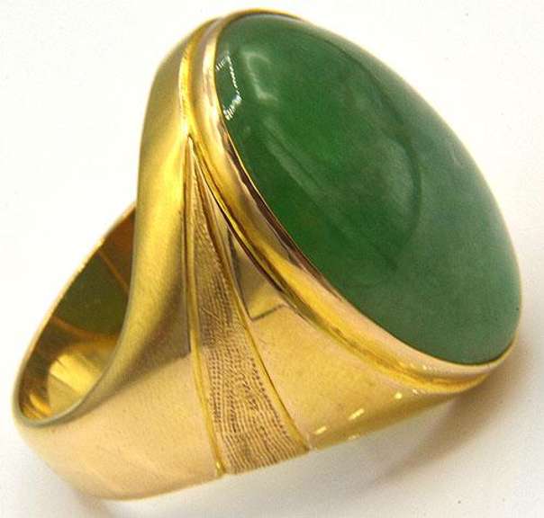 14kt Yellow Gold Green Stone Ring