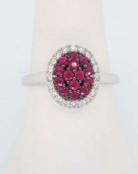 Ruby and Diamond Cluster Ring