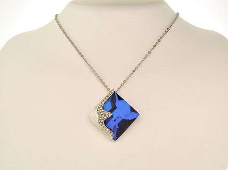 Preciosa Blue Crystal Necklace