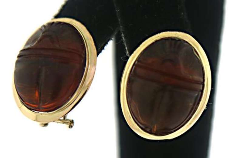 14kt Amber Scarab Earrings