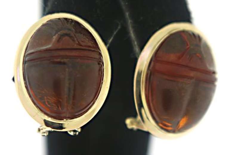 14kt Amber Scarab Earrings