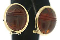 14kt Amber Scarab Earrings