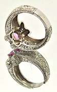 LADIES 14K WHITE GOLD PINK TOURMALINE & DIAMOND RING.