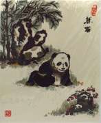 Original Oriental Watercolor Pandas by Dr. Jiyu Yang