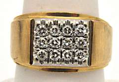 MEN'S 10K GOLD DIAMOND RING.