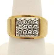 MEN'S 10K GOLD DIAMOND RING.