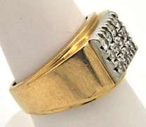MEN'S 10K GOLD DIAMOND RING.