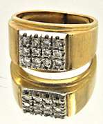 MEN'S 10K GOLD DIAMOND RING.