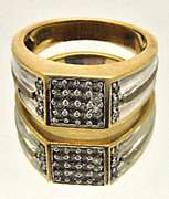 MEN'S 10K WHITE AND YELLOW GOLD DIAMOND RING.
