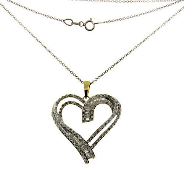 Popular Baguette & Diamond Heart Necklace