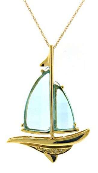 Favorite Fancy Cut Blue Topaz and Diamond Pendant