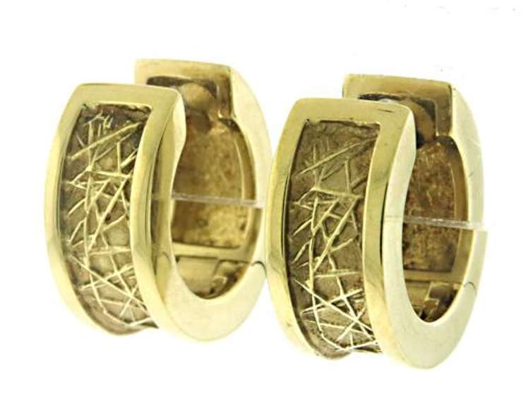 Elegant 14kt YG Textured Gold Huggies Earrings