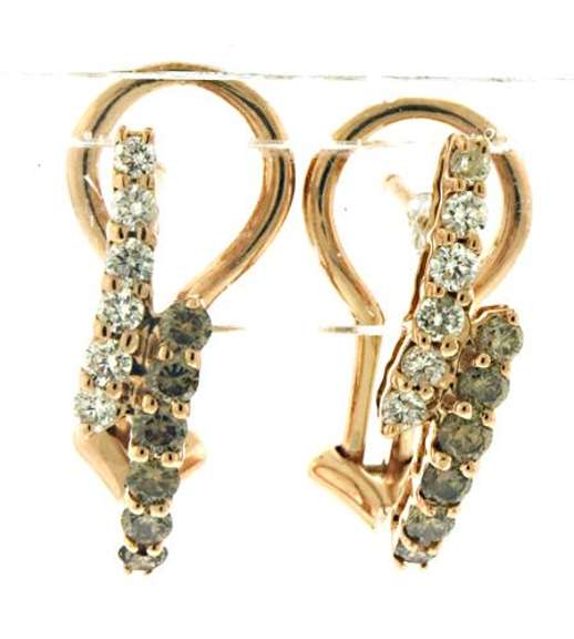 Stylish 14kt YG Brown & White Diamond Earrings