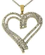 Popular Baguette & Diamond Heart Necklace