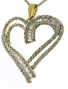 Popular Baguette & Diamond Heart Necklace