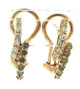Stylish 14kt YG Brown & White Diamond Earrings