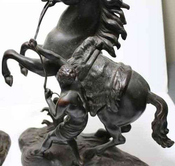 Pair Of 14 Inch Bronze Marleigh Horses By Cousteau