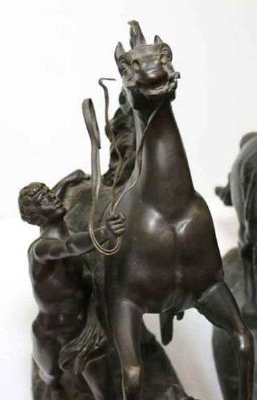 Pair Of 14 Inch Bronze Marleigh Horses By Cousteau