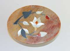 Floral Mother-of-Pearl Oval Soapstone Box