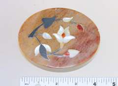 Floral Mother-of-Pearl Oval Soapstone Box
