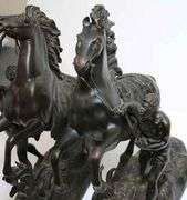Pair Of 14 Inch Bronze Marleigh Horses By Cousteau