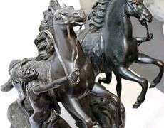 Pair Of 14 Inch Bronze Marleigh Horses By Cousteau