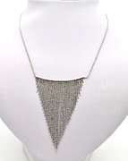 LADIES 14K WHITE GOLD BEAD NECKLACE.