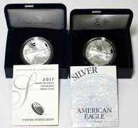 1999 & 2017 W Proof Silver US Eagles with Boxs Papers