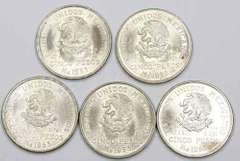 5 BU Mexico 5 Pesos Silver 1953 Bicent of Hidalgos Birth