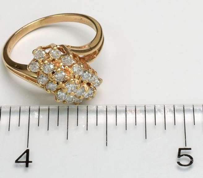 14KT Waterfall Diamond Cluster Ring