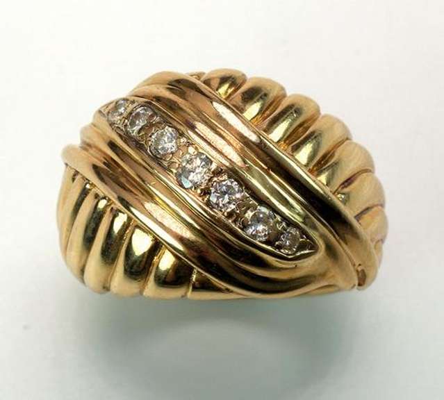 14KT Diamond Wide Band Ring