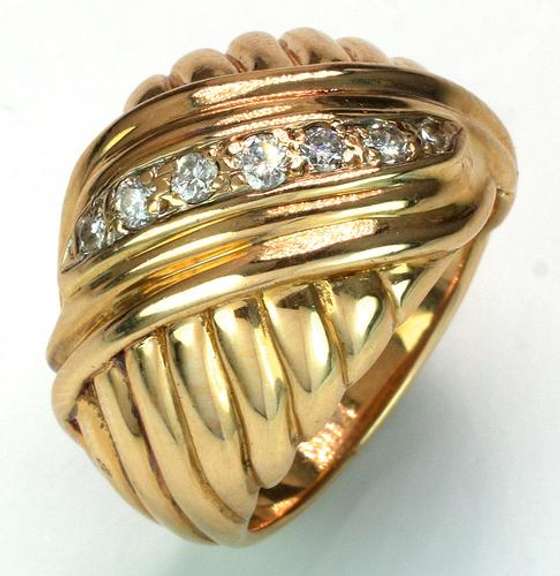 14KT Diamond Wide Band Ring