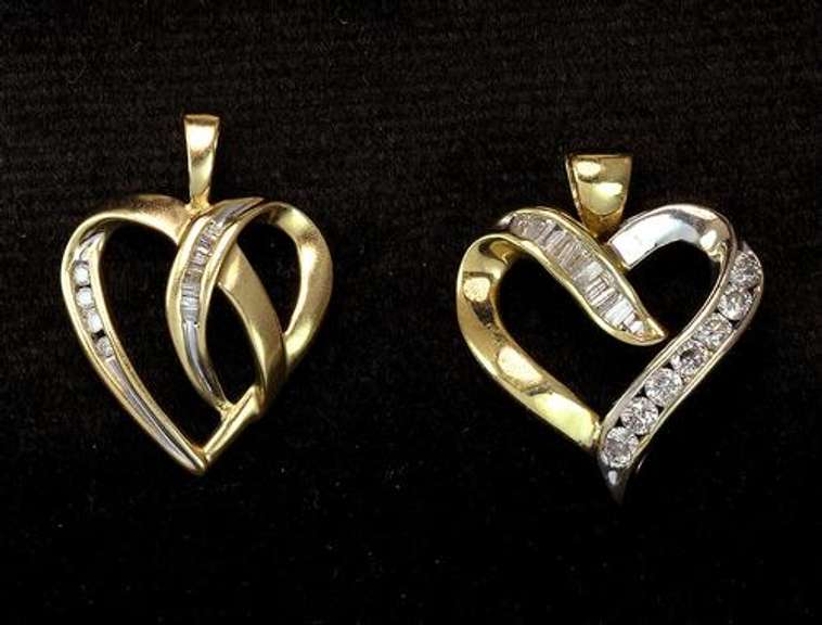 Set of Diamond Heart Pendants in Gold