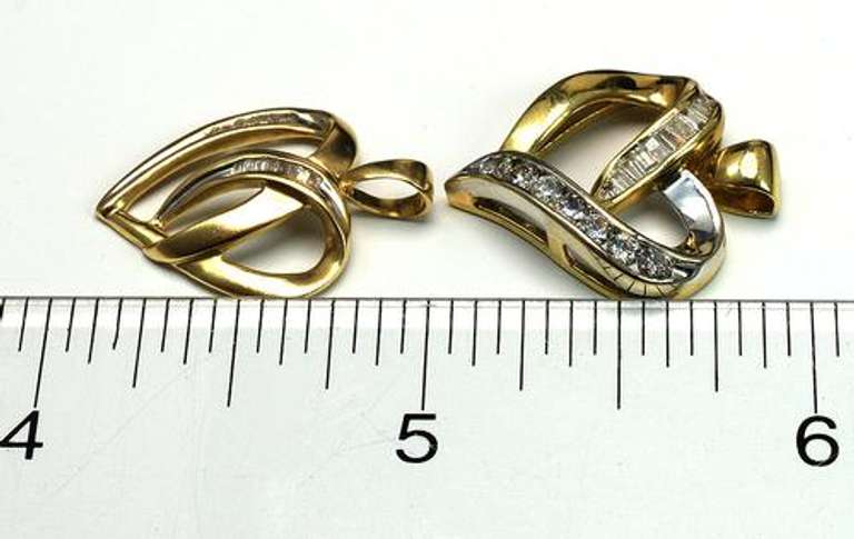 Set of Diamond Heart Pendants in Gold