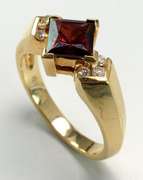 14KT Garnet Ring with Diamond Accents