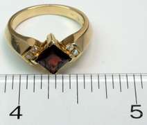 14KT Garnet Ring with Diamond Accents