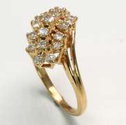 14KT Waterfall Diamond Cluster Ring