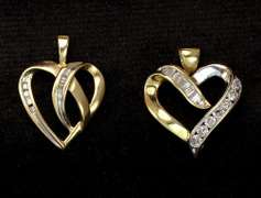 Set of Diamond Heart Pendants in Gold
