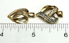 Set of Diamond Heart Pendants in Gold