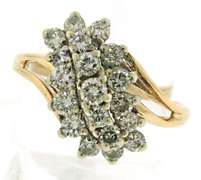 Beautiful Yellow Gold Diamond Cluster Ring