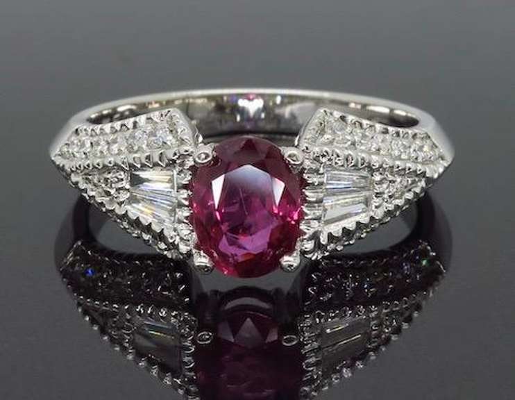 Ruby and Diamond Cocktail Ring in 18K White Gold