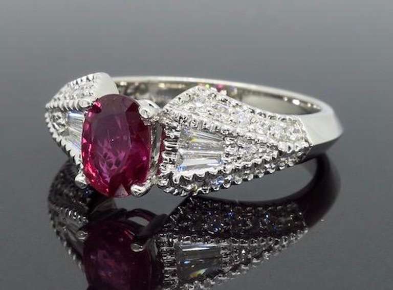 Ruby and Diamond Cocktail Ring in 18K White Gold