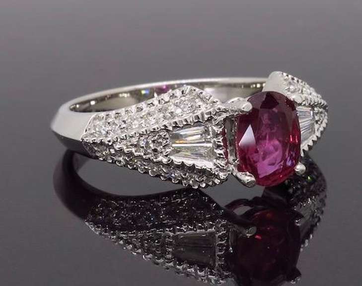 Ruby and Diamond Cocktail Ring in 18K White Gold